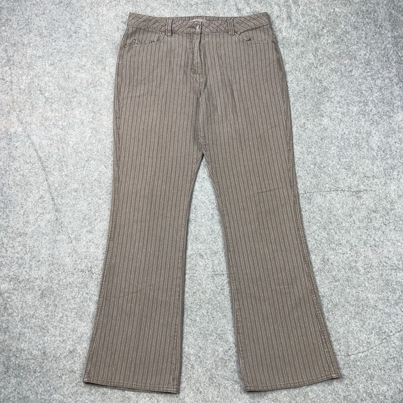 Anthropologie Pants - Isabella Bird Pants Women 14 Brown Striped Boot Cut Stretch Cotton Anthropologie